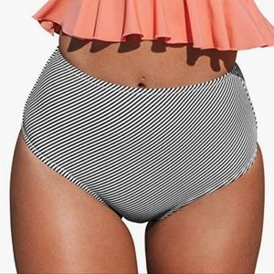Cupshe High Waist Striped Bikini Bottom Only